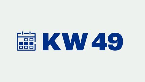 Grafik mit der Aufschrift "KW 49" für "Kalenderwoche 49"