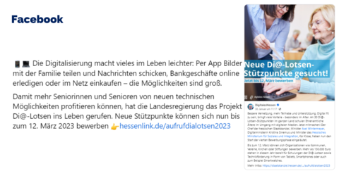 Facebook-Post von Montag, 30. Januar 2023 um 13:04