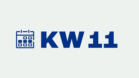Grafik mit der Aufschrift "KW 11" für "Kalenderwoche 11"