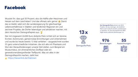 Facebook Post vom 12.04.2023