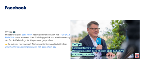 Facebook-Post von Donnerstag, 13. Juli 2023 um 13:57: