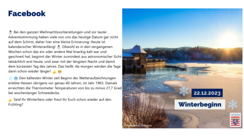 Facebook-Post vom 22. Dezember 2023