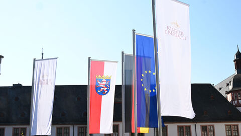 Mehrere Fahnen wehen im Wind