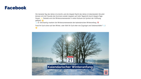 Facebook-Post vom 21. Dezember 2024